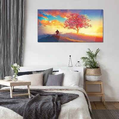 Foto op glas Een wandeling in een kleurrijk landschap