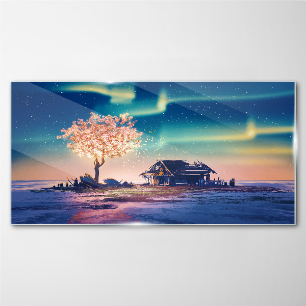 Foto op glas Een magische avond onder de sterren