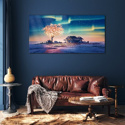 Foto op glas Een magische avond onder de sterren