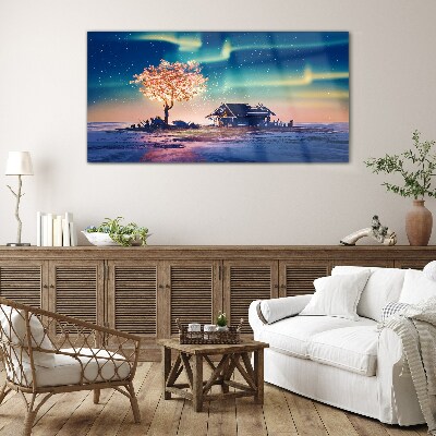 Foto op glas Een magische avond onder de sterren