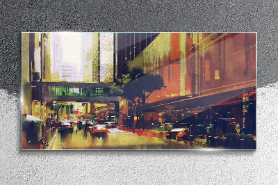 Foto op glas Een straat in de drukte van de stad