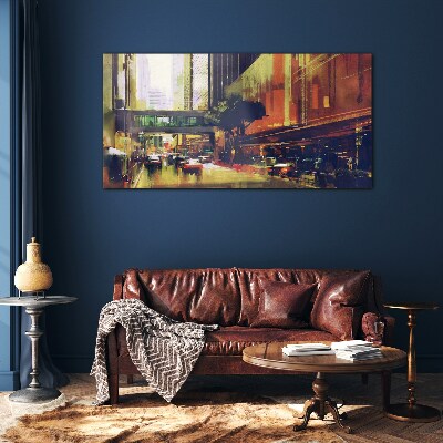 Foto op glas Een straat in de drukte van de stad