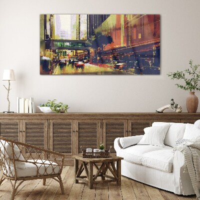 Foto op glas Een straat in de drukte van de stad