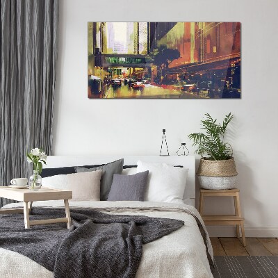 Foto op glas Een straat in de drukte van de stad