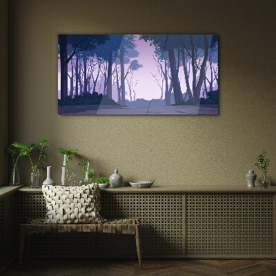 Foto op glas Betoverd bos bij schemering