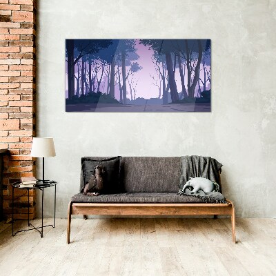 Foto op glas Betoverd bos bij schemering