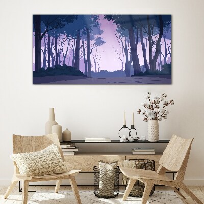 Foto op glas Betoverd bos bij schemering