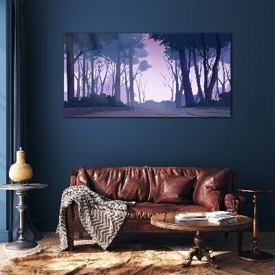 Foto op glas Betoverd bos bij schemering