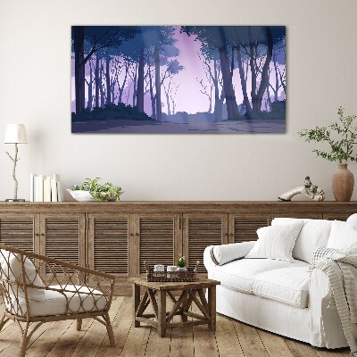 Foto op glas Betoverd bos bij schemering