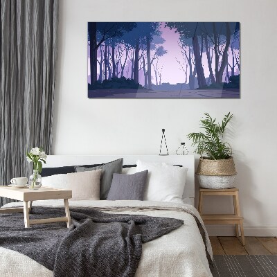 Foto op glas Betoverd bos bij schemering