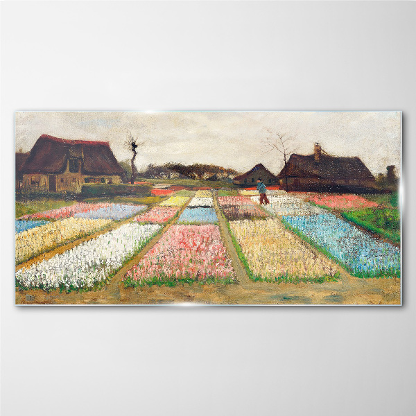 Schilderij op glas Lente tulpenvelden