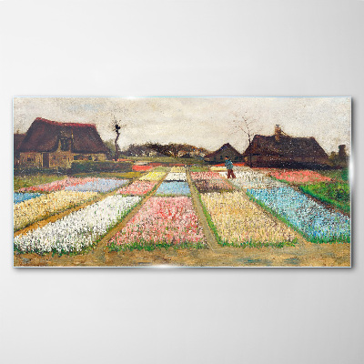 Schilderij op glas Lente tulpenvelden