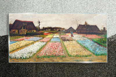 Schilderij op glas Lente tulpenvelden