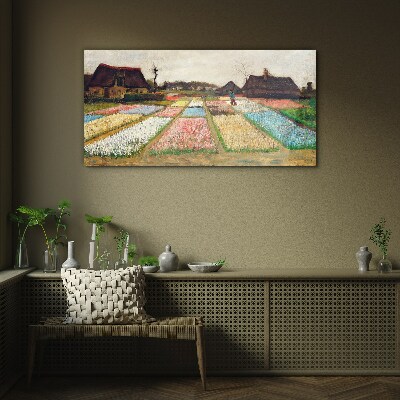 Schilderij op glas Lente tulpenvelden