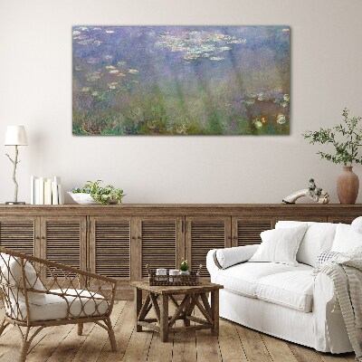 Schilderij op glas Lila weerspiegelingen in het water