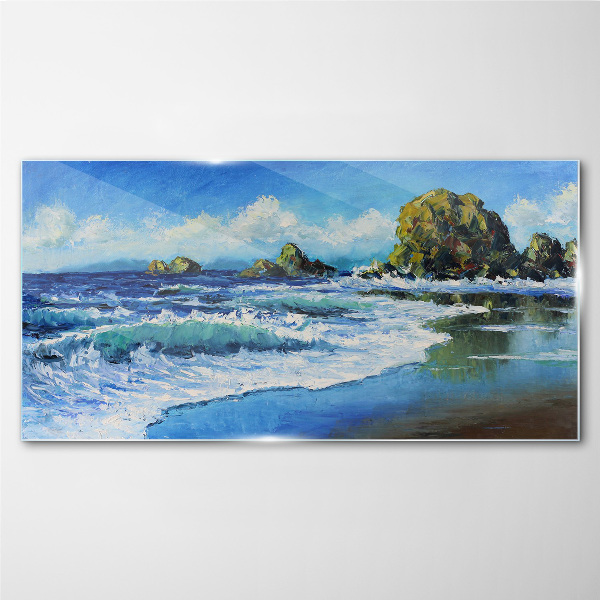 Glas foto Kalme zee op een zonnige dag