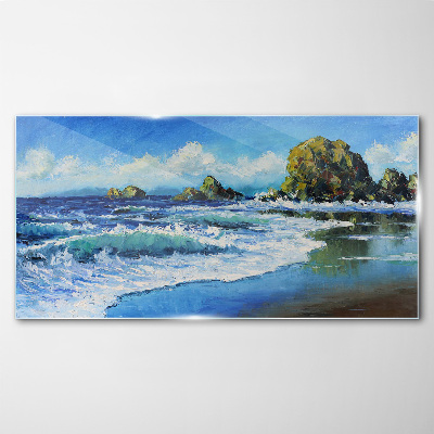 Glas foto Kalme zee op een zonnige dag