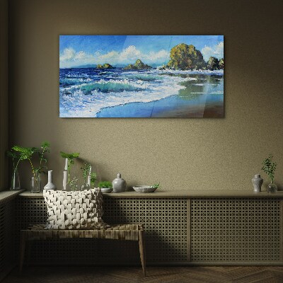 Glas foto Kalme zee op een zonnige dag