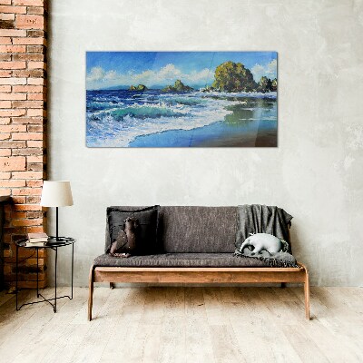 Glas foto Kalme zee op een zonnige dag