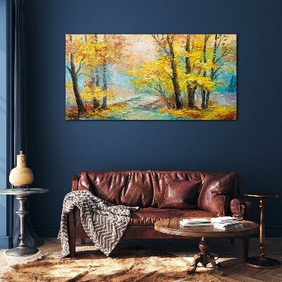 Foto op glas Gouden herfst op een kalme rivier