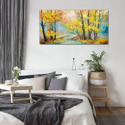 Foto op glas Gouden herfst op een kalme rivier