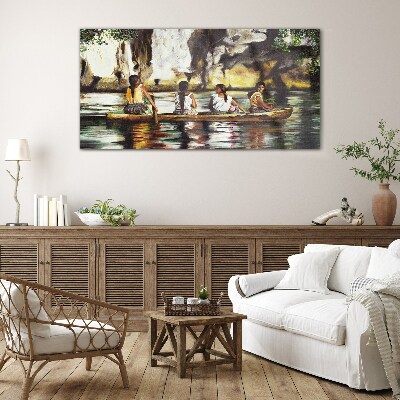 Foto op glas Waterreflecties van het dagelijks leven