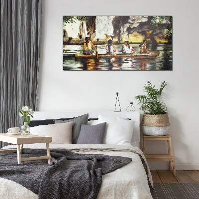 Foto op glas Waterreflecties van het dagelijks leven