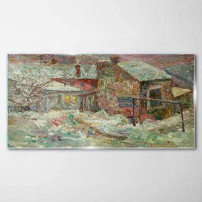 Schilderij op glas Winterlandschap in pastelkleuren
