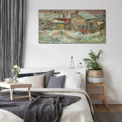 Schilderij op glas Winterlandschap in pastelkleuren