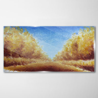 Glas foto Gouden lanen in de zomerzon