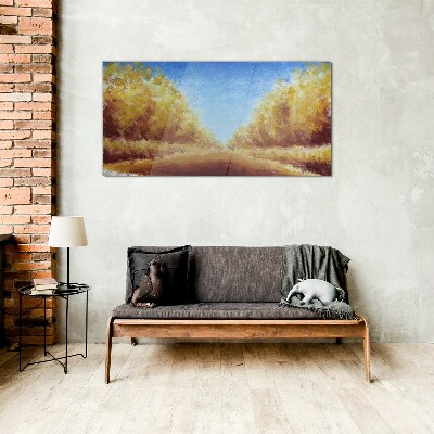 Glas foto Gouden lanen in de zomerzon