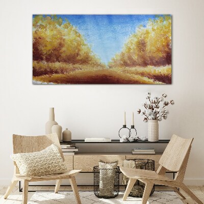 Glas foto Gouden lanen in de zomerzon