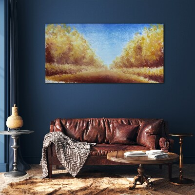 Glas foto Gouden lanen in de zomerzon