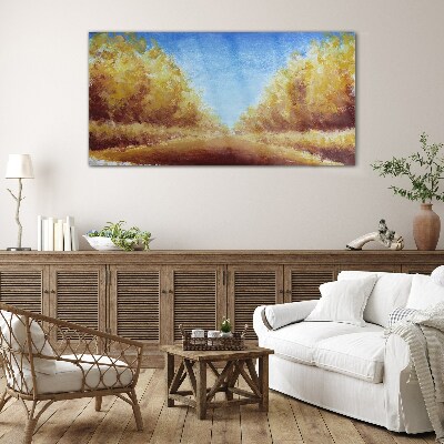 Glas foto Gouden lanen in de zomerzon