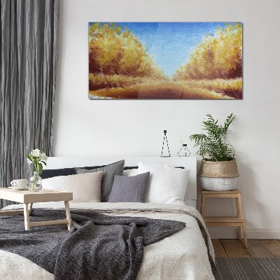 Glas foto Gouden lanen in de zomerzon