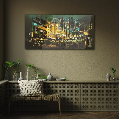 Schilderij op glas Nachtmetropool