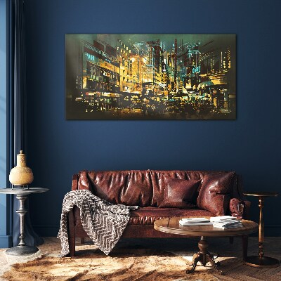 Schilderij op glas Nachtmetropool