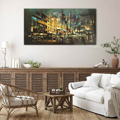 Schilderij op glas Nachtmetropool