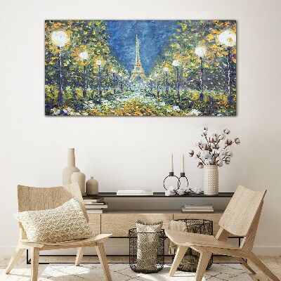 Foto op glas Een avond in Parijs