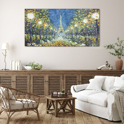 Foto op glas Een avond in Parijs