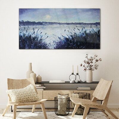 Foto op glas Een rustige ochtend aan het meer