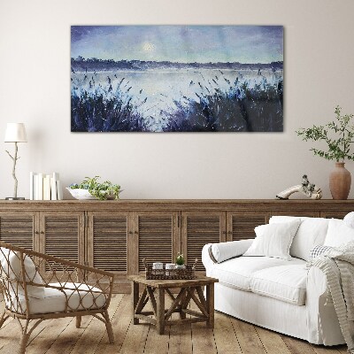 Foto op glas Een rustige ochtend aan het meer