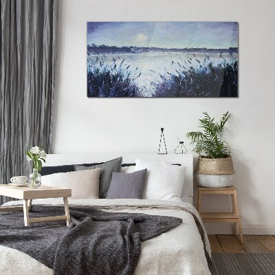 Foto op glas Een rustige ochtend aan het meer