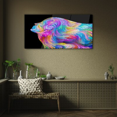 Schilderij op glas Kleurrijk silhouet van een vrouw in beweging