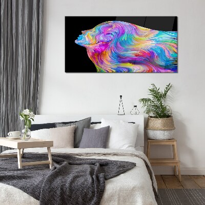 Schilderij op glas Kleurrijk silhouet van een vrouw in beweging