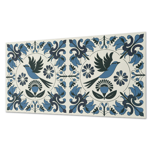 Vinyl wandpaneel Patroon met vogels en bloemen