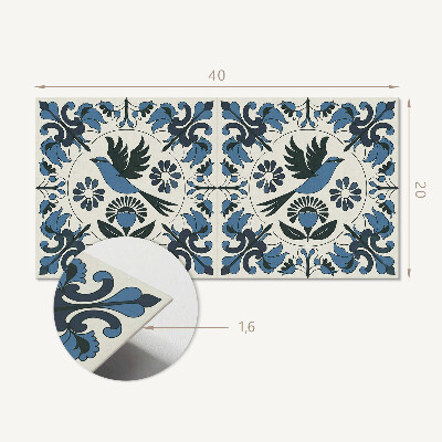 Vinyl wandpaneel Patroon met vogels en bloemen