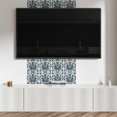 Vinyl wandbekleding Bloemenpatroon met bladeren