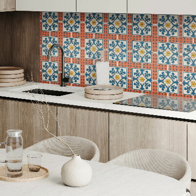 Vinyl wandpaneel Volkspatroon met bloemen