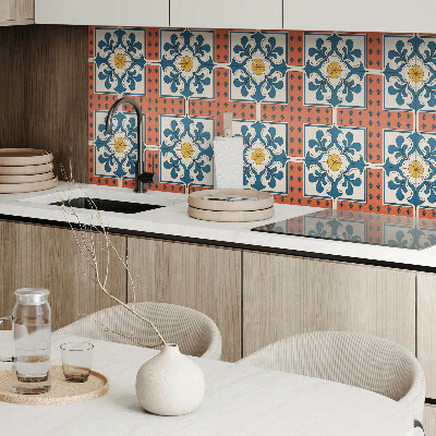 Vinyl wandpaneel Volkspatroon met bloemen